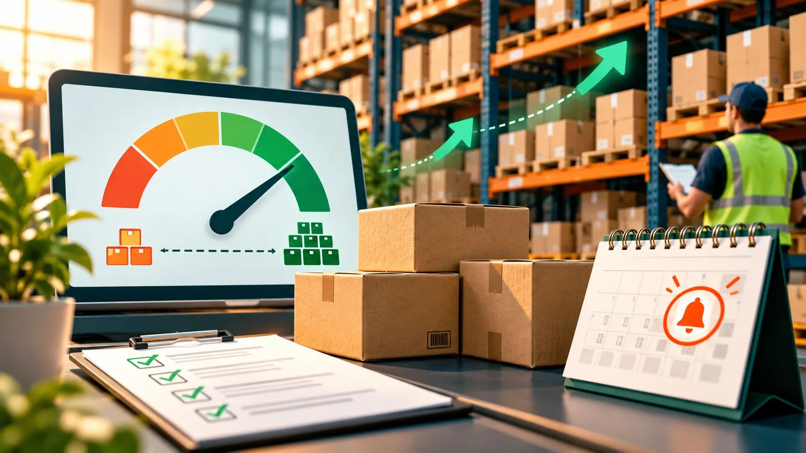 Seller planning inventory reorder timing with stock and demand data