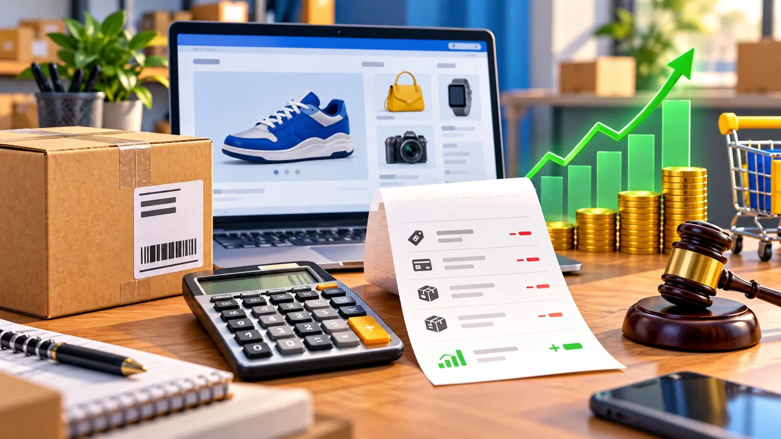 Seller calculating PayPal transaction fees and net payment received