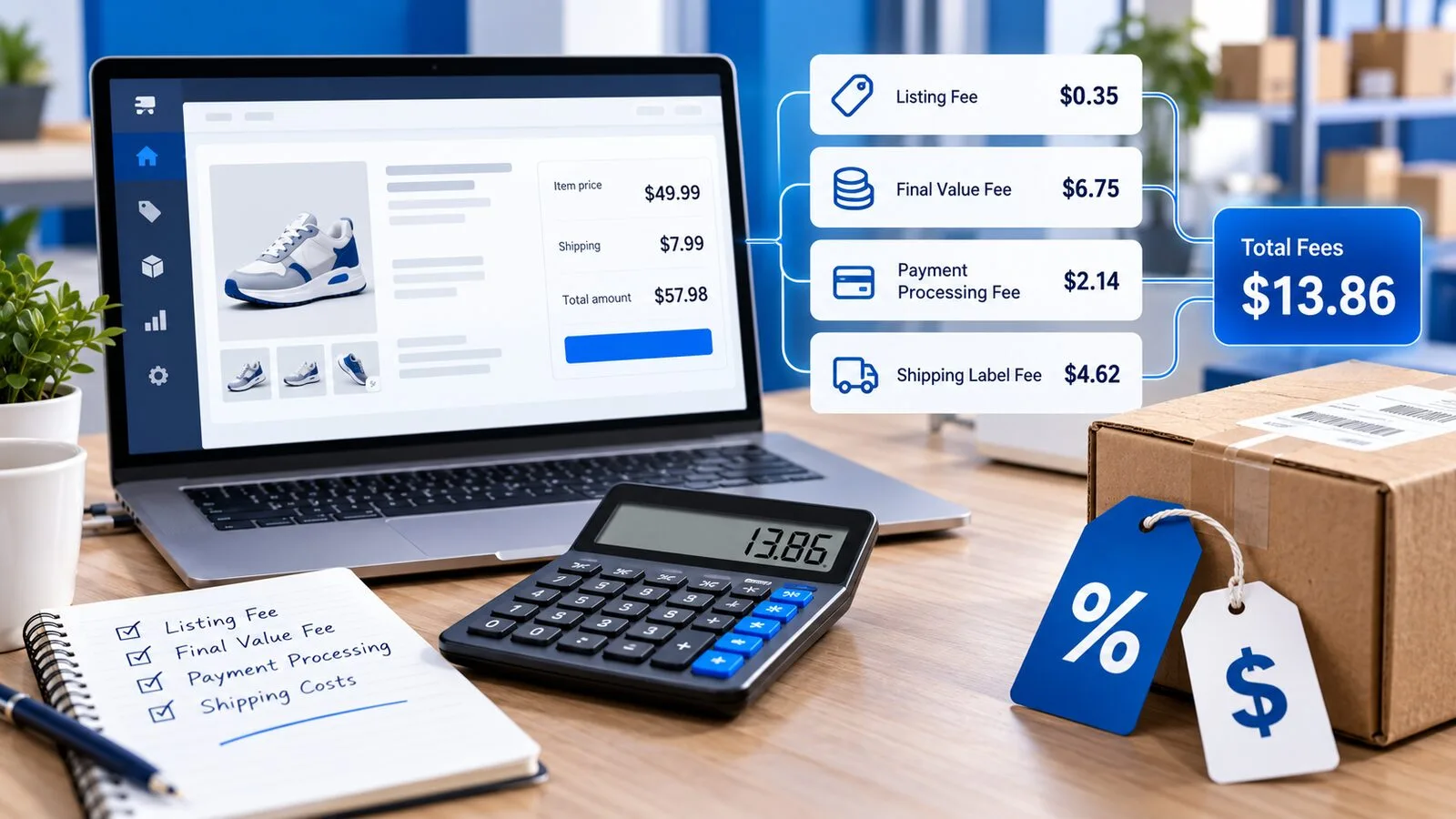 eBay seller calculating final value fees and net sale proceeds
