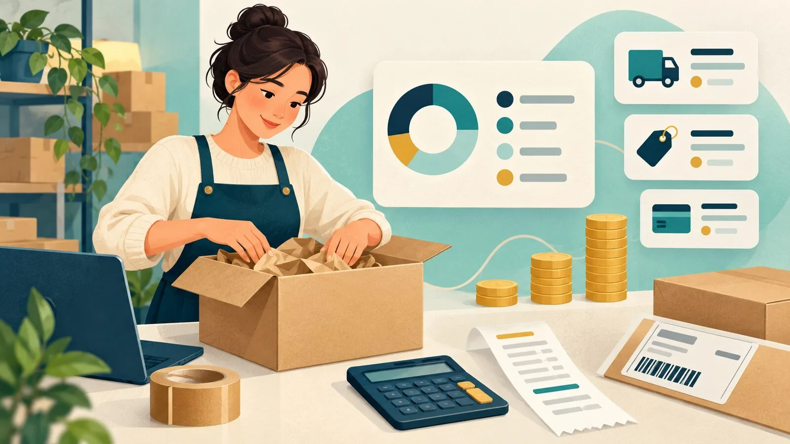 Online seller reviewing import duties and shipping costs